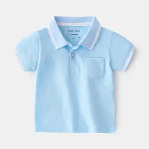 Ropa de algodón para niños, camiseta de manga corta, Polo, KBPT-002