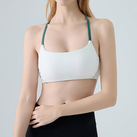 Soutien-gorge de sport sans couture pour femme, bretelles contrastées, maintien élevé, rembourré, fitness, yoga, coupe courte, séchage rapide, nylon, élasthanne, pour la gym