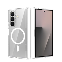 Coque de téléphone transparente avec protection latérale pour Samsung Galaxy Z Fold 7 8, anti-jaunissement, magnétique, transparente, résistante aux chocs, Fundas