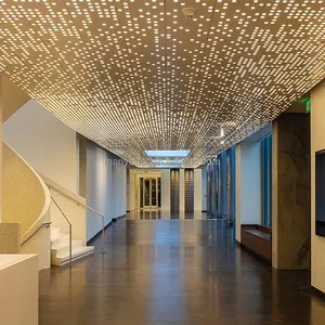 Fancy design custom perforated aluminum pop ceiling designs for lobby with LED lighting