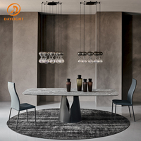 Set de meubles modernes, lot de 4 chaises, chaise et table de cuisine en marbre carré gris