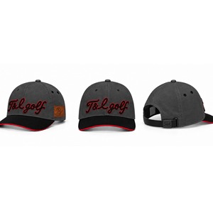 Custom Logo Golf Cap 6-Panel <b>Waterproof</b> Dark Gray Black Red Trim 3D Embroidery Curved Brim Golf <b>Hat</b> for <b>Men</b> Outdoor - Product Image 2