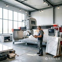Machine de découpe de pierre à commande numérique 5 axes GANGER conviviale, type pont, puissance du broche de 15 kW, zone de travail de 3500x2000 mm, facile à utiliser