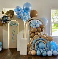 12 pouces bleu et marron ours ballons Pastel bleu Beige marron ballons en Latex pour ours en peluche anniversaire bébé douche décorations SP322