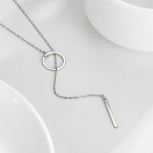 Kalung sweter trendi untuk wanita, Kalung panjang berlapis emas 18K, liontin batang vertikal, perhiasan modis sederhana - Product Image 3