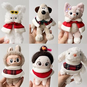 Vêtements de poupée personnalisés 10cm 15cm, cape de Noël rouge en peluche, tenue pour poupée en peluche, accessoire décoratif, vente en gros - Product Image 4