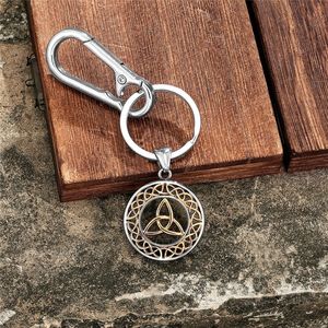 Porte-clés personnalisé à thème celtique, pendentif bicolore en alliage de zinc avec mousqueton en cuir, cadeau unisexe, breloque - Product Image 2