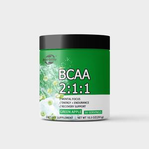 Poudre de BCAA avec caféine naturelle, poudre d'énergie pré-entraînement BCAA pour la récupération musculaire, la croissance musculaire maigre et l'endurance, pomme verte - Product Image 1