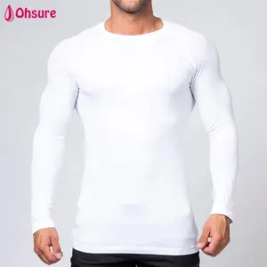 custom high quality printed slim fit loong sleeve shirts mens gym active wear fitness compression sport t shirt men