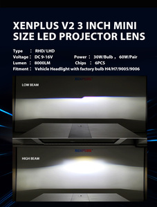 Xenplus 3 pouces v2 Bi LED projecteur 110W 100W 10W 5500K MINI faisceau haut et bas h4 H7 9005 9006 <span class=keywords><strong>bleu</strong></span> anneau LED projecteur lentille - Product Image 4