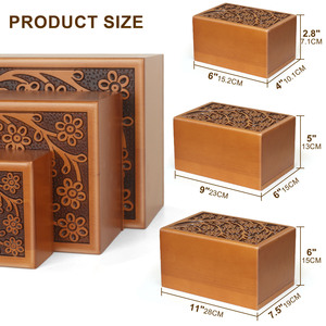 Urnas Comemorativas Ecológicas Artesanais em Madeira de Jacarandá Marrom com Design Árvore da Vida, Urna Retangular Personalizável para Cinzas de Múltiplas Espécies de Animais - Product Image 5