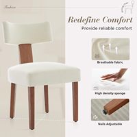 Ensemble de chaises de salle à manger modernes en bois et lin, 2 chaises de cuisine sans accoudoirs