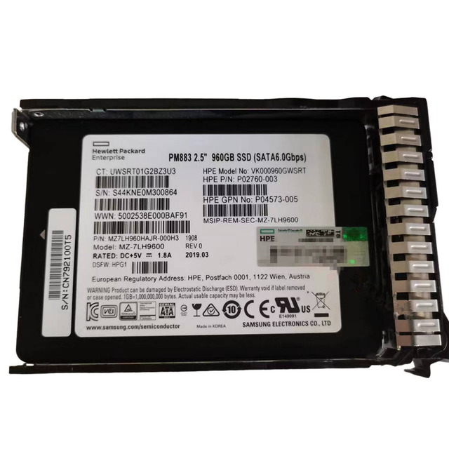 For PM883 960GB SATA 6Gb/s 2.5-inch Internal Enterprise SSD MZ-7LH9600 for *E G9/G10 Servers