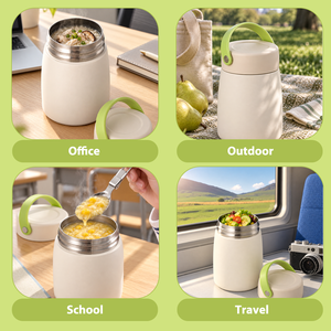 Contenedor Térmico de Acero Inoxidable Versátil de 800 ml con <span class=keywords><strong>Aislamiento</strong></span> al Vacío, Tapa Hermética y Asa Portátil para la Escuela - Product Image 6
