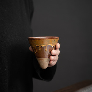 Tazza da Caffè in Ceramica BAMBUS 180ml, Design Giapponese di Lusso Retrò Creativo, Forma Conica con Base, Regalo per la Casa - Product Image 3