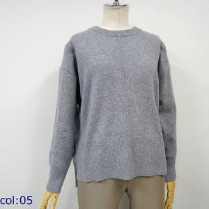 Jersey de cuello redondo de estilo informal para mujer, suéter de punto de Cachemira 100% con mangas largas, diseño de pliegue central, suave y cómodo - Product Image 4