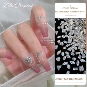 Небольшой размер 3D ногтей мини-вспышка Циркон с плоским дном Смешанное прозрачное дно шампанское Заостренное дно ногти белый камень - Product Image 4