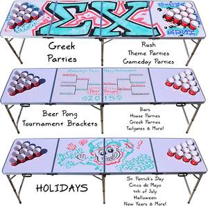 <span class=keywords><strong>Table</strong></span> de beer <span class=keywords><strong>pong</strong></span> de 8 pieds effaçable à sec de conception sans surface avec trous de tasse en option - Product Image 5