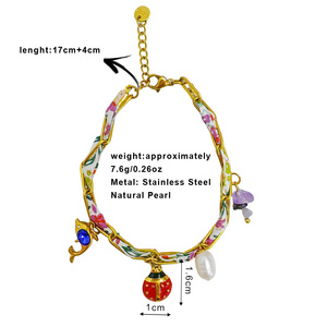 Ciondoli Muses Jewels all'ingrosso con perle naturali d'acqua dolce colorate bianche e acciaio inossidabile placcato oro 18K per bracciali - Product Image 4