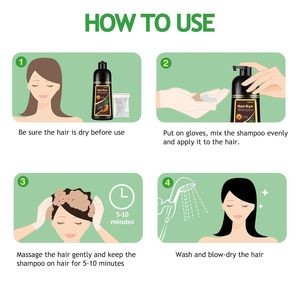 Nuovo Shampoo per tinture per capelli dorato 3-IN-1 copertura 100% <span class=keywords><strong>semipermanente</strong></span> <span class=keywords><strong>marrone</strong></span> biondo naturale 500ml 10-15 minuti per tutti i capelli uso domestico - Product Image 4