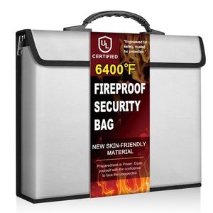Bolsa Ignífuga de Gel de Sílice para Documentos y Dinero, 2 Bolsillos, Material Mejorado, con Tapa, para Viajes y Hogar, Almacenamiento Seguro contra Incendios, Bolsa para Efectivo y Objetos Importantes - Product Image 1