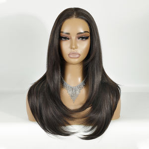 Perruque synthétique à dentelle <span class=keywords><strong>frontale</strong></span>, fibre haute <span class=keywords><strong>température</strong></span>, perruques synthétiques américaines, brun clair, perruques synthétiques à haute fibre - Product Image 1