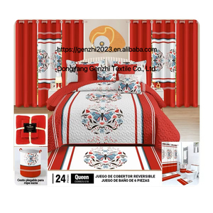 In Stock Hot <strong>Sale</strong> 24 Pieces Bedspread <strong>Set</strong> king Size Bed Cover <strong>with</strong> <strong>Curtains</strong> and <strong>Matching</strong> Bathroom <strong>Sets</strong> 24 Pcs <strong>Bedding</strong> <strong>Set</strong> - Product Image 3