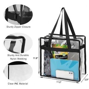 Sac fourre-tout transparent imperméable avec logo personnalisé, sacs de stade réutilisables en PVC transparent pour événements promotionnels - Product Image 2