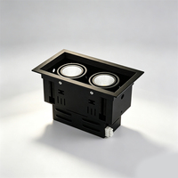 Downlight LED à double tête, grille double, luminaire encastré carré noir, style neutre