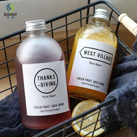 Bouteilles de boissons en verre rondes transparentes et givrées sur mesure de 150 ml, 280 ml, 350 ml, 500 ml pour jus et kombucha avec bouchons à vis