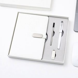 Juego de Regalo de Cuaderno A5 de Lujo, Agenda Personalizada de Cuero PU, Incluye Bolígrafo Metálico y Caja USB para Organización - Product Image 6