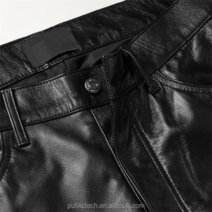 OEM punk rock feel 100% pantalon en cuir noir d'agneau pour hommes - Product Image 5