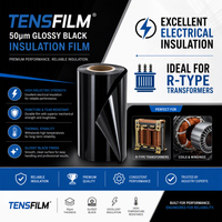 Película de Silicona PET Negra Brillante Personalizada Tensfilm de 25-100um, Bloqueadora de Luz y Aislante Eléctrico