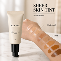 Fond de Teint Léger Effet Seconde Peau 40g Marque Blanche, Correcteur Liquide Naturel Teinté Léger avec SPF 55