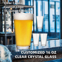 Verre à bière transparent moderne de 16 oz avec logo personnalisé pour vin, eau, lait et cocktails – Idéal pour les fêtes