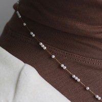 Bijoux faits à la main fermoir OT unique perle blanche délicate perle chaîne en acier inoxydable collier de perles d'eau douce pour les femmes