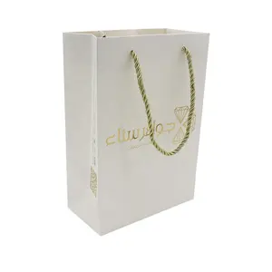 Best Popular Hot Stamping Logo Texture Paper Shopping Bags Business Gold Handle Paper Bag For Gift