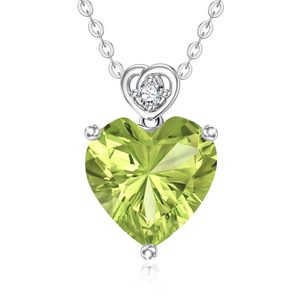Colgante de Peridoto Corazón de 3 Quilates, Piedra de Nacimiento de Agosto, Collar Personalizado de Oro Sólido de 14K, Regalo Sorpresa de Joyería para Uso Diario o Cumpleaños - Product Image 1