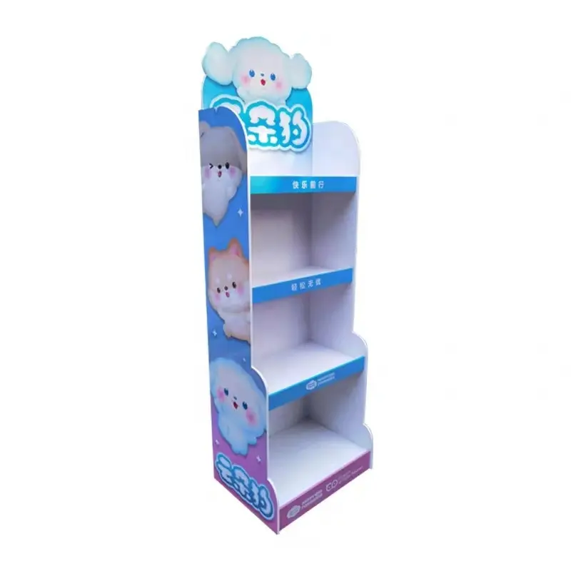 Customized Design High Density Durable PVC Foam Material 4-tiers Floor Display Stand For Product Display