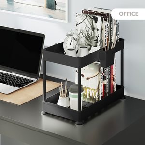 Under Sink Organizer, Roll Out Under Cabinet <b>Storage</b> <b>Kitchen</b> Organizer Drawer with Hooks, Bathroom Standing Rack and Shelves - Product Image 3
