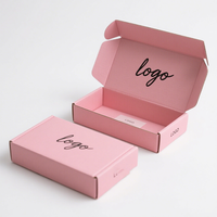 Cajas de papel de envío corrugadas rosas de lámina UV mate moderna con logotipo personalizado para ropa de cuidado de la piel y embalaje de sushi