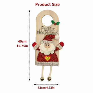 Pafu Feliz Navidad Wooden Reindeer Santa Snowman <strong>Door</strong> <strong>Knob</strong> Sign Christmas Home Party Hanging Decoration Christmas <strong>Door</strong> Hanger - Product Image 2