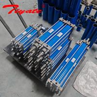 Cylindre hydraulique à double effet avec bloc de collecteur intégré au bas, corps bleu, sans soudure 45 #   Acier chromé dur
