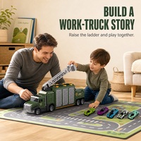 Ensemble de jouets de rangement pour camions militaires verts, ensemble de véhicules de chantier en alliage et ABS avec 6 mini voitures