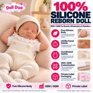 Muñeca Reborn de Silicona de Cuerpo Completo de 18 Pulgadas, Modelo Doll Duo Personalizada, con Gorro de Punto Crema, Recién Nacido Dormido, Realista, Regalo de Navidad para Niños - Product Image 1