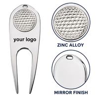 Outil de réparation de divots de golf personnalisé en alliage de zinc 79 mm avec marqueur de balle magnétique, logo gravé, accessoires cadeaux avec emballage, vente en gros OEM