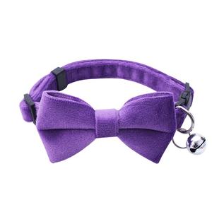 नई सुरक्षा बकल बिल्ली पिल्ला कॉलर एंटी-घुटन सुविधा ठोस पैटर्न पॉलीएस्टर रिबन कुत्तों के लिए थोक धनुष पालतू कॉलर - Product Image 1