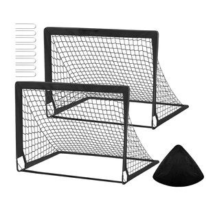 Cadeau de football : Lot de 2 buts de football portables, pliables et autoportants pour l'entraînement, idéal pour les fêtes d'anniversaire, les fêtes <span class=keywords><strong>en</strong></span> plein air et comme fournitures de fête - Product Image 2
