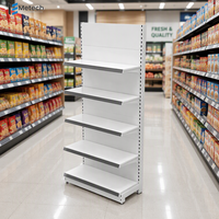 Étagère de supermarché grise personnalisée à montage sans boulons pour magasin de détail, gondole de présentation