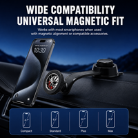 Support magnétique pour téléphone de voiture en alliage simulé avec étrier rouge, fixation par ventouse pour tableau de bord et pare-brise, bras courbé à verrouillage par torsion